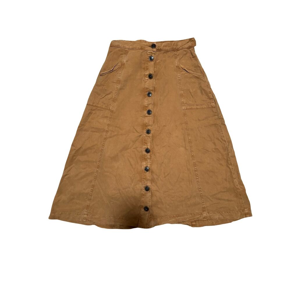 Anthropologie Maeve Tencel Button Front A-Line Mini Skirt Size 6